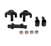 Baxnore Conjunto de conjunto de grupo de dirección de aleación de aluminio premium con rodamientos de copa de dirección delantera para Losi MiniT 2.0 2WD escala 1/18 RC Truck Upgra (negro)