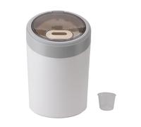 Baxnore Contenedor de almacenamiento de arroz de 12.5 kg con taza de medición, contenedor de dispensador de grano sellado de plástico grande, organizador de despensa de cocina herm (Blanco gris)