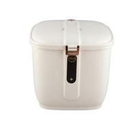 Baxnore Contenedor de almacenamiento de arroz de gran capacidad, cubo de dispensador de grano de mascota sellado hermético para la organización de la despensa de la cocina, caja de (Crema Blanca 10