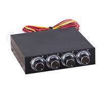 Baxnore Controlador de temperatura y velocidad del ventilador de computadora de 4 canales Reductor de calor para enfriamiento de PC con indicador LED azul Negro 10x10x2.1cm