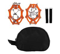 Baxnore Crampones de Hielo Antideslizantes de Acero Inoxidable de 19 Dientes para Botas de Senderismo y Zapatos para Exteriores Tacos de Tracción Naranja Paquete de 2 con Bolsa de (l)