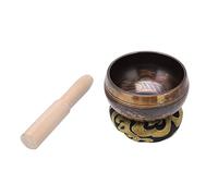 Baxnore Cuenco tibetano hecho a mano de cobre para meditación, juego de cuencos de sonido para yoga, relajación, alivio del estrés, curación espiritual con tapete de madera y manua