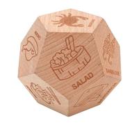 Baxnore Dados de decisión de Alimentos de 12 Caras, Dados de Madera para Elegir Cena para Familiares, Amigos, Juego de Fiesta, Actividad Divertida a la Hora de Comer, Madera de Hay
