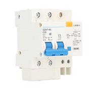 Baxnore Disyuntor pequeño 30mA 400V 2P+N 32A DZ47-63 C32 Interruptor de falla a tierra con protección contra cortocircuitos de sobrecarga para seguridad del panel eléctrico industr