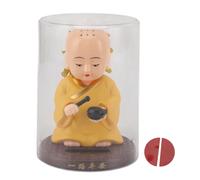 Baxnore Estatuilla de Monje pequeño con energía Solar, Estatua de Buda Que sacude la Cabeza automática, decoración Divertida para el salpicadero del Coche de Escritorio, Regalo par (Amarilla)