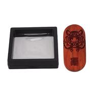 Baxnore Finger Fidget Slider Alivio del estrés de Madera para la Ansiedad TDAH Focus Padauk Madera Juego de descompresión portátil Oficina Hogar Regalo de Viaje (Sello de Cabeza de Tigre)