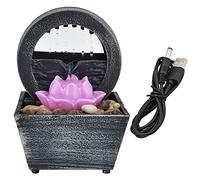 Baxnore Fuente de Mesa LED Decoración de Cascada alimentada por USB con Piedras Naturales y Luces Suaves para relajación en el hogar y la Oficina Fuente de plástico 16,5x11,5x11,5
