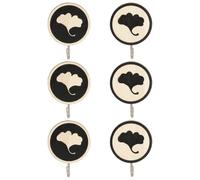 Baxnore Ganchos de pared de madera, perchas adhesivas con patrón de hoja de Ginkgo, decorativos, de sujeción fuerte, organizador de cocina y baño, madera natural, paquete de 6, var (Par de Ginkgo