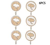 Baxnore Ganchos de pared de madera, perchas adhesivas con patrón de hoja de Ginkgo, decorativos, de sujeción fuerte, organizador de cocina y baño, madera natural, paquete de 6, var (Par de Ginkgo