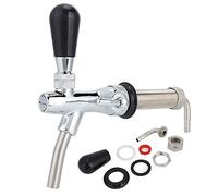 Baxnore Grifo de cerveza Grifo de cerveza de barril ajustable Vástago largo Rosca G58 Latón Acero inoxidable Elaboración casera Dispensador de barriles Bar Restaurante Accesorios p