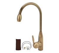 Baxnore Grifo de latón antiguo con una sola manija, grifo para fregadero de cocina, baño, grifo mezclador de agua fría y caliente con construcción de latón para uso comercial en el