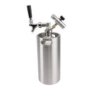 Baxnore Growler de barril de cerveza de acero inoxidable, capacidad de 3,6 l con manómetro de 60 PSI, grifo sin, válvula ajustable, dispensador para el hogar para fiestas, campin