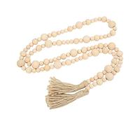 Baxnore Guirnalda de Cuentas de Madera rústica con Borla, Cuentas de Madera Natural, decoración de Granja para Colgar en la Pared, decoración del hogar, decoración de Fiesta de BOD