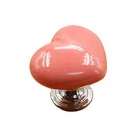 Baxnore Heart Shape Ceramic Door Knob, Zinc Alloy Drawer Pull Handle for Cabinet Wardrobe Furniture Drawer, Single Hole Design with Screws (Pink)