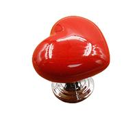 Baxnore Heart Shape Ceramic Door Knob, Zinc Alloy Drawer Pull Handle for Cabinet Wardrobe Furniture Drawer, Single Hole Design with Screws (Red)