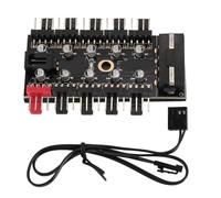Baxnore Hub de ventilador de chasis de PC, 10 puertos, 12 V, 4 pines, controlador de ventilador PWM, módulo de control de velocidad del ventilador de refrigeración de CPU para caja (Gran potencia 4P)