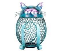 Baxnore Hucha metálica con Forma de Gato, Hecha a Mano, con Tapa Inferior extraíble, Ideal para la decoración del hogar y la Oficina. Material de Hierro Duradero. Medidas: 15,5 x 9