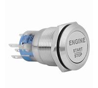 Baxnore Interruptor de botón de arranque y parada de motor LED blanco de 12 V, arranque de encendido para automóviles, camiones, SUV, construcción de metal duradero, ajuste univers (acero inoxidable