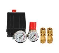 Baxnore Interruptor de presión de compresor de aire profesional ajustable 0,5-0,8 MPA con calibre doble Regulador de control de válvula de rosca de 1/4 de pulgada para taller indus
