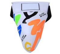 Baxnore Jockstrap Protector de Ingle Equipo de protección con diseño de Graffiti único Comodidad Transpirable para Boxeo Entrenamiento de Taekwondo Material de Esponja de PU súper (Blanca)