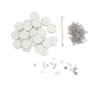 Baxnore Juego a granel de llaveros de sublimación en blanco, 72 piezas, adornos redondos de doble cara para manualidades, MDF de acero inoxidable para regalos personalizados, decor (Plata)