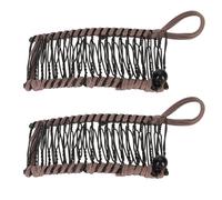 Baxnore Juego de 2 pinzas para el cabello tipo plátano, peineta elástica vintage para mujeres y niñas, cabello grueso, ondulado y rizado, cómodos accesorios para el cabello tejidos (Gris)