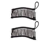 Baxnore Juego de 2 pinzas para el cabello tipo plátano, peineta elástica vintage para mujeres y niñas, cabello grueso, ondulado y rizado, cómodos accesorios para el cabello tejidos (Negra)