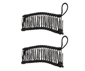 Baxnore Juego de 2 pinzas para el cabello tipo plátano, peineta elástica vintage para mujeres y niñas, cabello grueso, ondulado y rizado, cómodos accesorios para el cabello tejidos (Negra)
