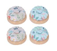 Baxnore Juego de 4 alfileteros para agujas de coser con diseño de calabaza, base de madera redonda y portátil. Herramienta de bricolaje para principiantes y profesionales de la cos