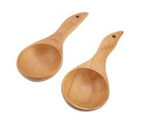 Baxnore Juego de cucharas de madera, exquisito cucharón de cocina antiadherente para cocinar ensalada, mezclar y, madera de haya de primera calidad, 2 piezas, 21,5x8,5 cm