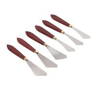Baxnore Juego de cuchillos de paleta profesional de acero inoxidable de 6 piezas con mangos de madera para pintura al óleo acrílica, mezcla y extensión para artistas, estudiantes y