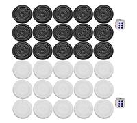 Baxnore Juego de Damas de Backgammon de Plástico de 32 Piezas Piezas de Juego de Mesa de Material No PP Duradero de Primera Calidad con Dados para Noche de Juegos Familiares Divers