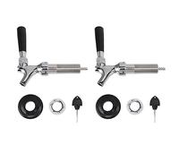 Baxnore Juego de grifos para cerveza de acero inoxidable, paquete de 2, vástago de 4 1/8 pulgadas de grado comercial con púa de 1/4 para barra casera, de tiro Kegerator, diseño du