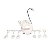 Baxnore Juego de Vajilla de Café Elegante Base de Cisne Mini Cubiertos para Té Postre Bebida Aleación de Zinc Blanco Plateado 8 x 4,5 x 15 cm 6 Piezas (cruz+de+plata)