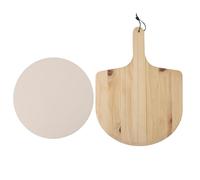 Baxnore Juego profesional de piedras para pizza, piedra para hornear de cordierita con paleta de madera para corteza, hogar, cocina, restaurante, calidad, distribución uniforme del (B)