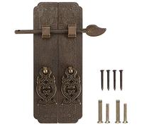 Baxnore Kit de manijas de puerta de cobre antiguo de estilo chino, herrajes para gabinetes vintage, manijas para muebles, armarios, armarios, 15,2x6,4x1 cm, 213 g, material de cobr