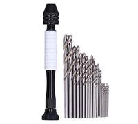 Baxnore Kit de taladro helicoidal manual profesional con 25 piezas de brocas de acero de alta velocidad Mini herramienta rotativa portátil para carpintería Modelo de PVC de plástic