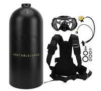Baxnore Kit de tanque de buceo portátil 3L 30 a 50 minutos de respiración Mini cilindro de oxígeno para buceo submarino Rescate Correas de hombro ajustables Filtración de alta efic (negro)