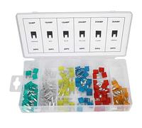 Baxnore Kit surtido de 120 piezas para automóvil 5A 10A 15A 20A 25A 30A Automotriz de acción rápida para protección de circuito eléctrico Caja de metal de plástico transparente