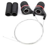 Baxnore Mango de cambio de palanca de cambios con agarre giratorio para bicicleta de montaña Transmisión de cambio de velocidad de alto rendimiento Color negro rojo Material de gom