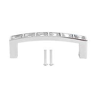 Baxnore Manija de cristal Puerta de gabinete simple moderna Diamantes Manija de doble orificio Tirador de cajón Material de cristal de aleación de zinc 73x20x13 mm para muebles de