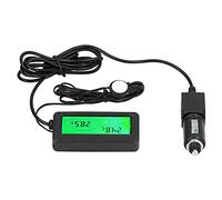Baxnore Mini termómetro medidor de temperatura electrónico digital con pantalla LCD retroiluminada DC12V para monitoreo de temperatura del vehículo interior y exterior del automóvi (Verde)