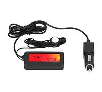 Baxnore Mini termómetro medidor de temperatura electrónico digital con pantalla LCD retroiluminada DC12V para monitoreo de temperatura del vehículo interior y exterior del automóvi (Roja)