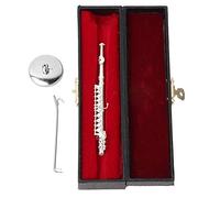 Baxnore Modelo de flauta en miniatura de cobre, decoración de música no jugable artesanal de 11 cm con soporte para el escritorio del estante