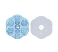 Baxnore Molde de gelatina de silicona con forma de oso y gato, bandeja para cubitos de hielo, pudín, pastel, seguro, sin tapa, para el hogar, cocina, horneado, fiesta, postre DIY, (Azul)