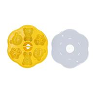 Baxnore Molde de gelatina de silicona con forma de oso y gato, bandeja para cubitos de hielo, pudín, pastel, seguro, sin tapa, para el hogar, cocina, horneado, fiesta, postre DIY, (Amarilla)