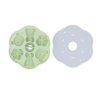 Baxnore Molde de gelatina de silicona con forma de oso y gato, bandeja para cubitos de hielo, pudín, pastel, seguro, sin tapa, para el hogar, cocina, horneado, fiesta, postre DIY, (Verde)