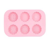Baxnore Molde de silicona para pastel de luna, herramienta para hornear reutilizable de 6 cavidades para hacer jabón de postre DIY, sin calor, rosa, 25x16cm