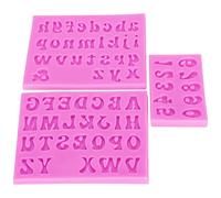 Baxnore Moldes de silicona alfanumérica de Non -Stick Diy Cake Chocolate Vela de jabón Arcilla Joyería Hacer moldes Pink 3pcs Conjunto de letras mayúsculas Números minúsculos