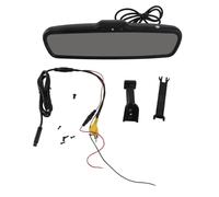 Baxnore Monitor de Espejo retrovisor con atenuación automática, Pantalla a Color HD de 4,3 Pulgadas con Soporte para estacionamiento Seguro y Marcha atrás, Material ABS Negro